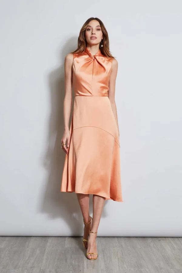 Elie Tahari Dresses & Jumpsuits | Sleeveless Dresses-Twist Neck Satin Dress