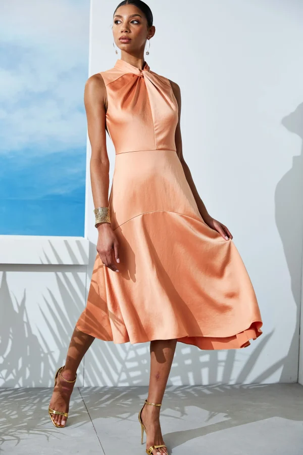 Elie Tahari Dresses & Jumpsuits | Sleeveless Dresses-Twist Neck Satin Dress