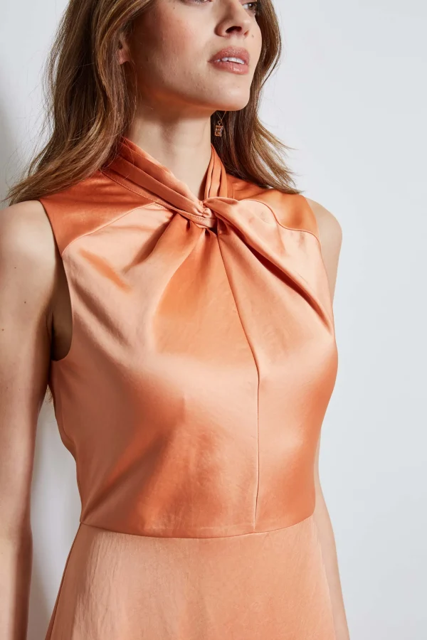 Elie Tahari Dresses & Jumpsuits | Sleeveless Dresses-Twist Neck Satin Dress