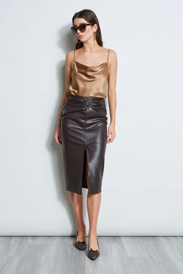 Elie Tahari Bottoms-Twist Vegan Leather Skirt