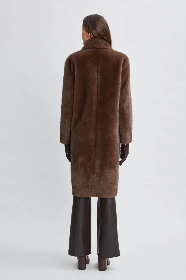 Elie Tahari Coats-Vegan Fur Double Breasted Coat