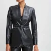 Elie Tahari Jackets & Blazers | Suiting-Vegan Leather Belted Blazer