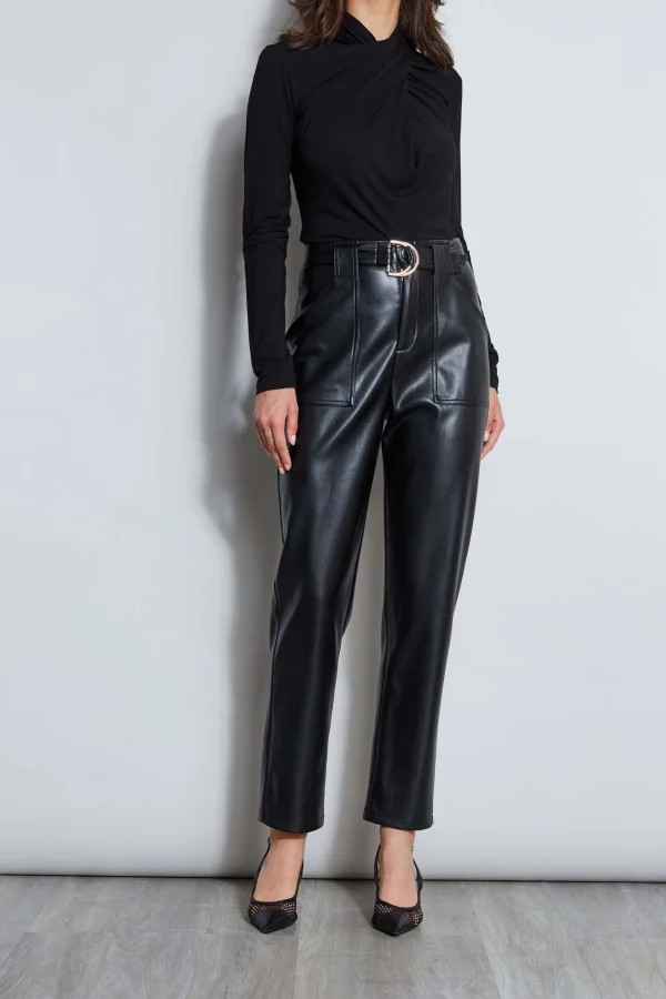 Elie Tahari Bottoms-Vegan Leather Belted Pant