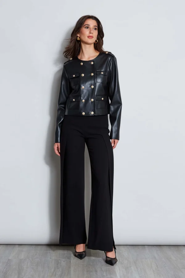 Elie Tahari Jackets & Blazers | Suiting-Vegan Leather Crest Button Jacket