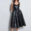 Elie Tahari Dresses & Jumpsuits | Sleeveless Dresses-Vegan Leather Fit & Flare Dress