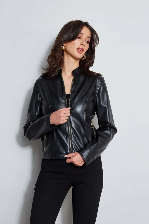 Elie Tahari Jackets & Blazers | Suiting-Vegan Leather Moto Jacket