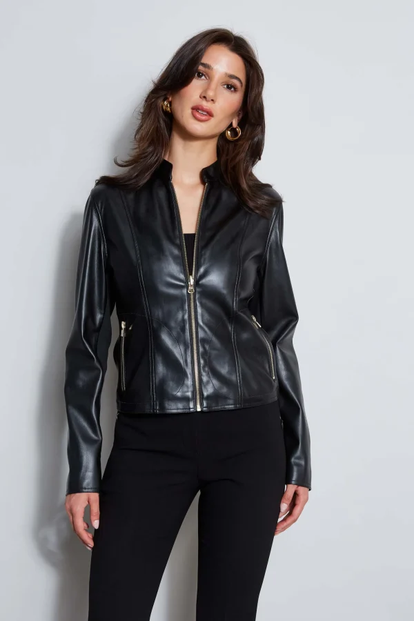 Elie Tahari Jackets & Blazers | Suiting-Vegan Leather Moto Jacket