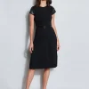 Elie Tahari Dresses & Jumpsuits | Suiting-Vegan Leather Short Sleeve Belted Knit Dress