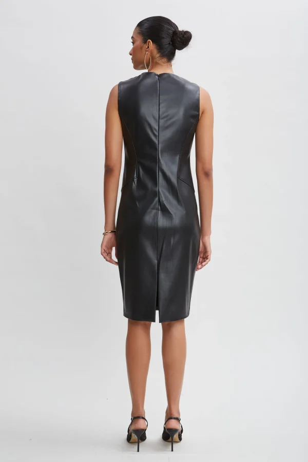 Elie Tahari Dresses & Jumpsuits | Sleeveless Dresses-Vegan Leather Side Panel Dress