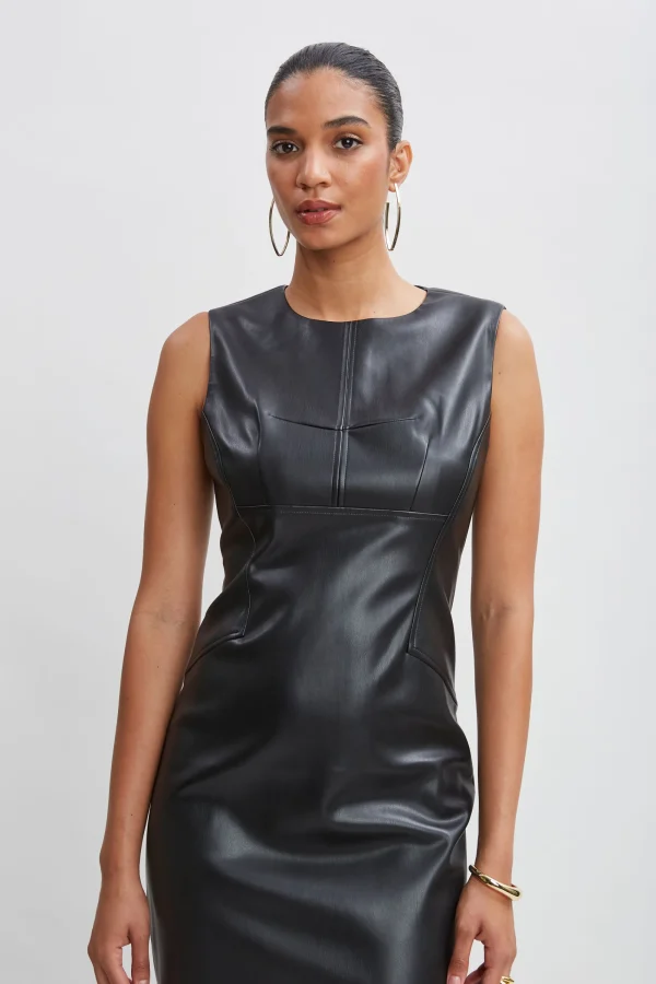 Elie Tahari Dresses & Jumpsuits | Sleeveless Dresses-Vegan Leather Side Panel Dress