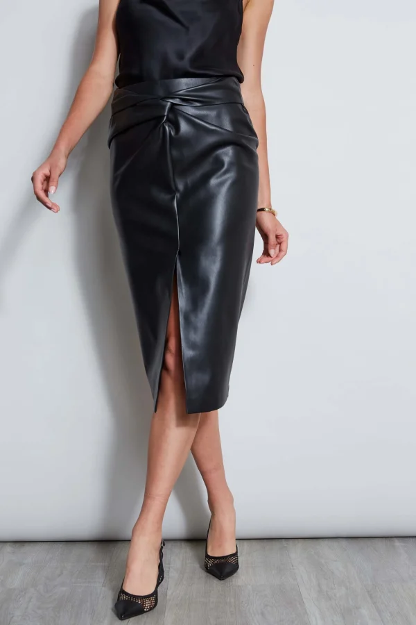 Elie Tahari Bottoms-Vegan Leather Twist Skirt