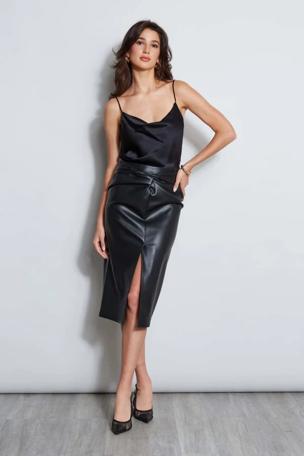 Elie Tahari Bottoms-Vegan Leather Twist Skirt