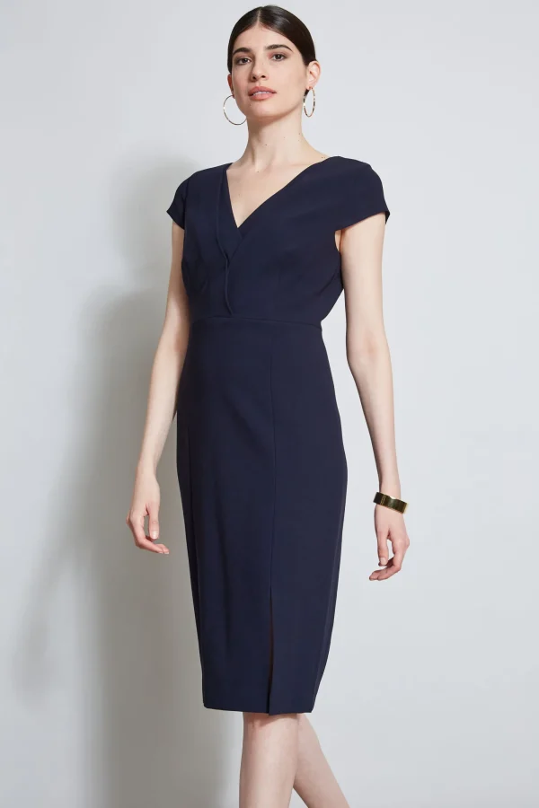 Elie Tahari Dresses & Jumpsuits | Short Sleeve Dresses-V-Neck Crepe Dress