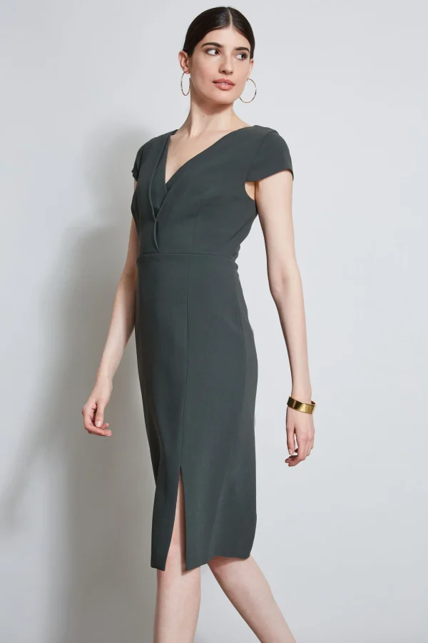 Elie Tahari Dresses & Jumpsuits | Short Sleeve Dresses-V-Neck Crepe Dress