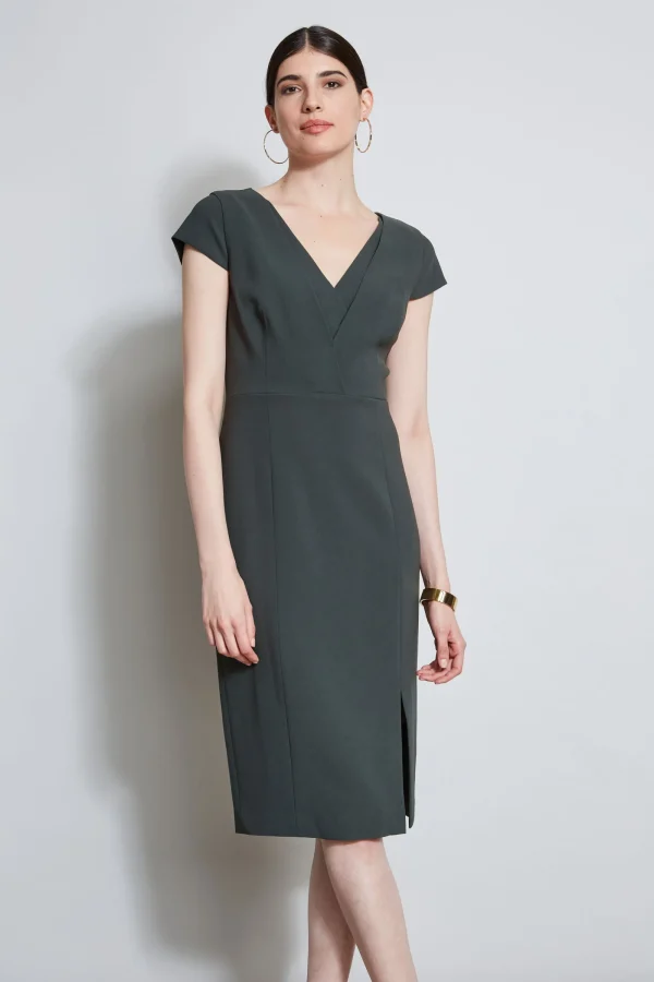 Elie Tahari Dresses & Jumpsuits | Short Sleeve Dresses-V-Neck Crepe Dress