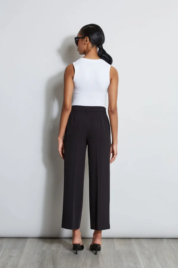 Elie Tahari Bottoms-Wide Leg Cropped Belted Pant