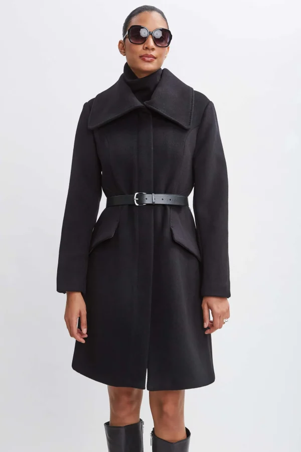 Elie Tahari Coats-Wool Belted Panel Coat