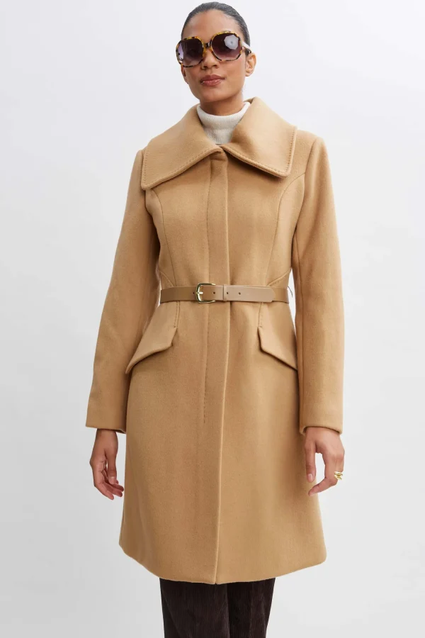 Elie Tahari Coats-Wool Belted Panel Coat