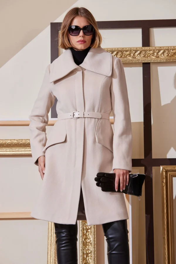 Elie Tahari Coats-Wool Belted Panel Coat