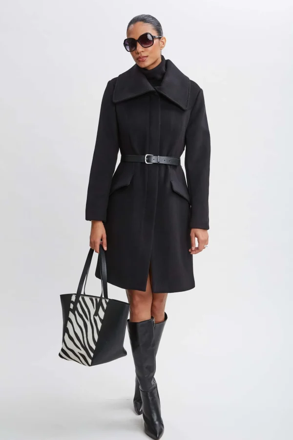 Elie Tahari Coats-Wool Belted Panel Coat