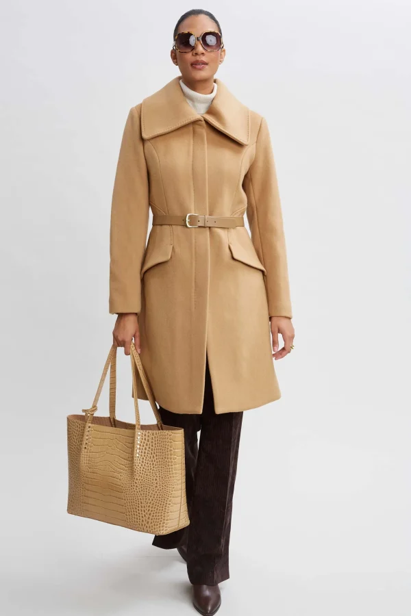 Elie Tahari Coats-Wool Belted Panel Coat