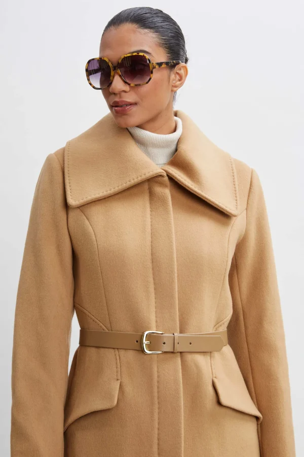 Elie Tahari Coats-Wool Belted Panel Coat