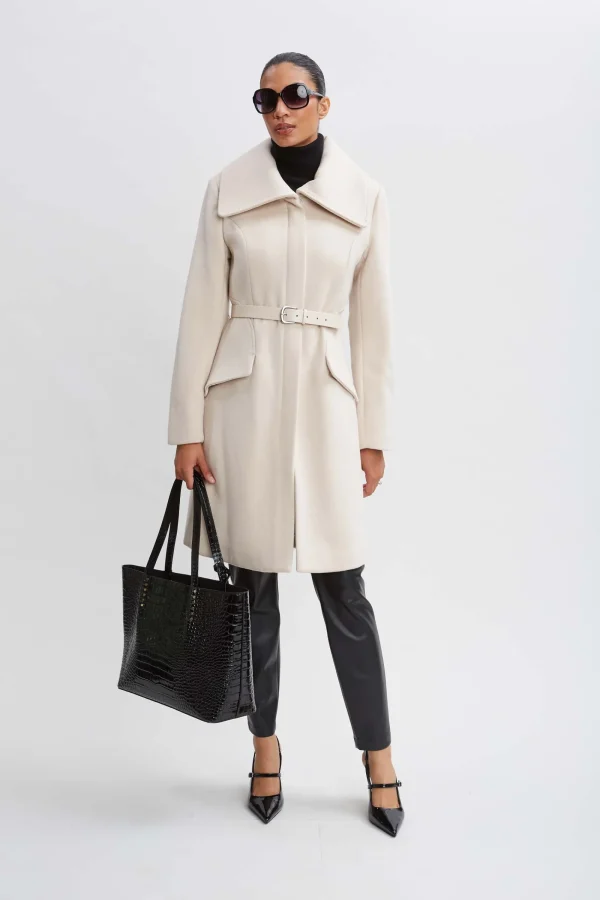 Elie Tahari Coats-Wool Belted Panel Coat