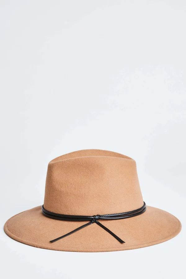 Elie Tahari Fragrance | Gloves-Wool Wide Brim Leather Trim Fedora Hat